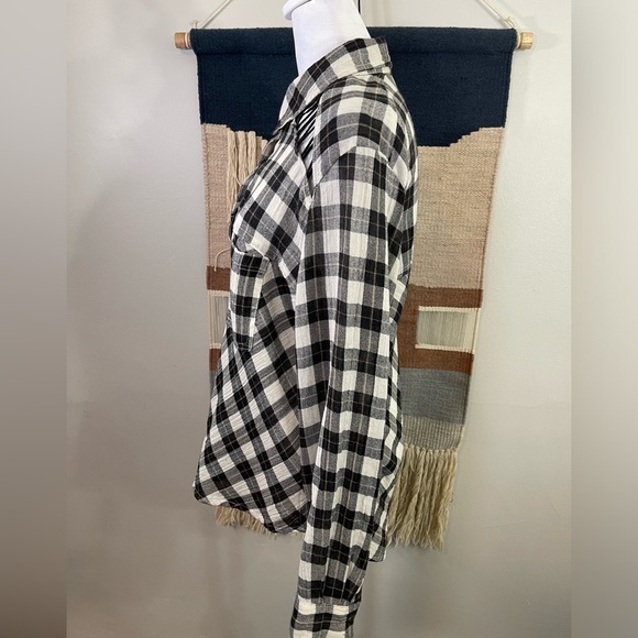 Free People Lace up Western boho Chic  Plaid Gauze Snap Button Up Size S - Picture 4 of 9